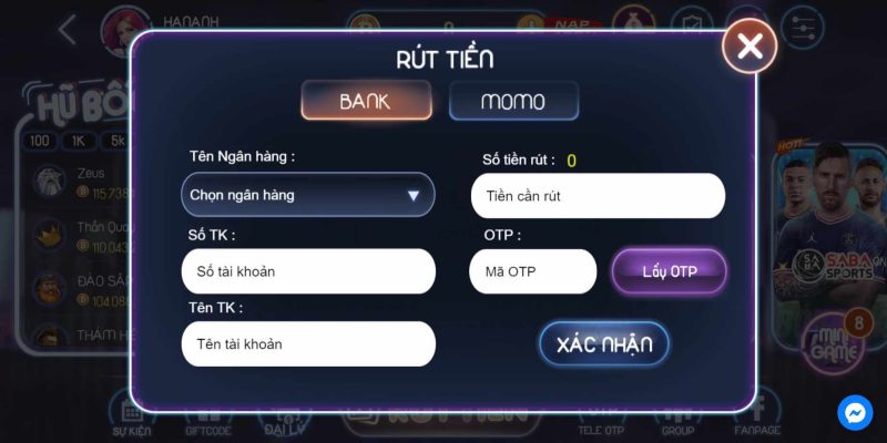 Rút tiền siêu tiện lợi cùng cổng game