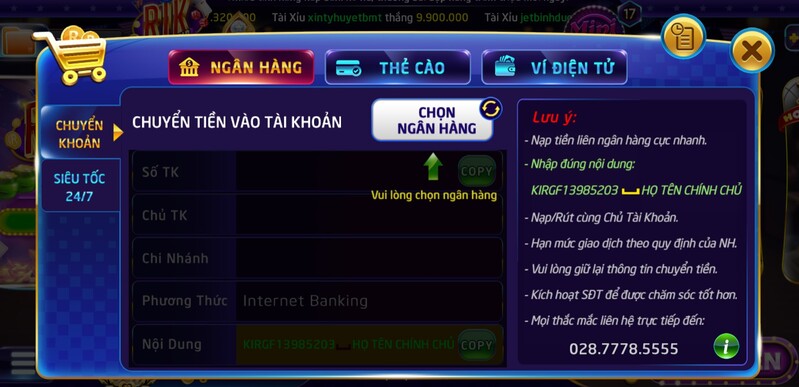 Nạp tiền vào cổng game Rikvip chi tiết nhất