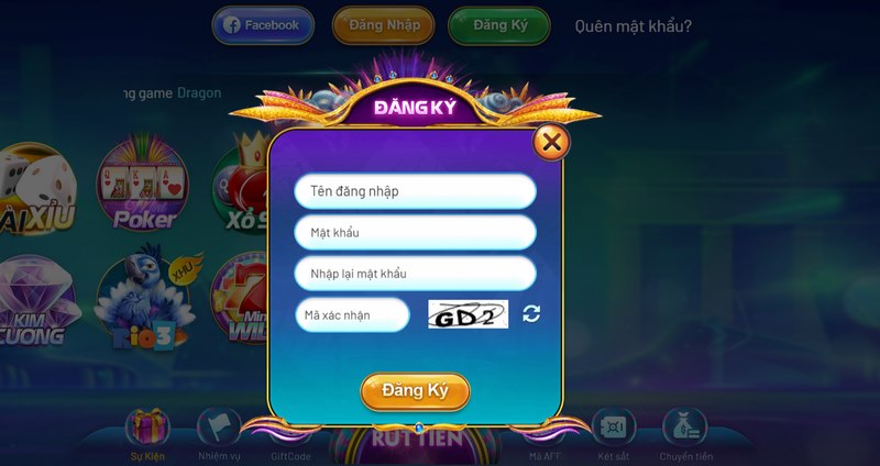 Cách thức đăng ký tại cổng game cũng rất đơn giản