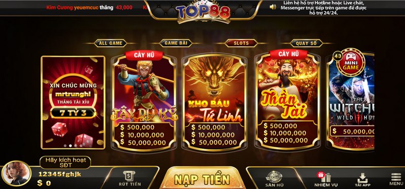 Danh mục slots game cực khủng