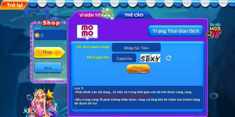 Nạp tiền vào cổng game