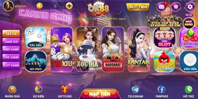 Mini game trả thưởng cực hấp dẫn tại OK88