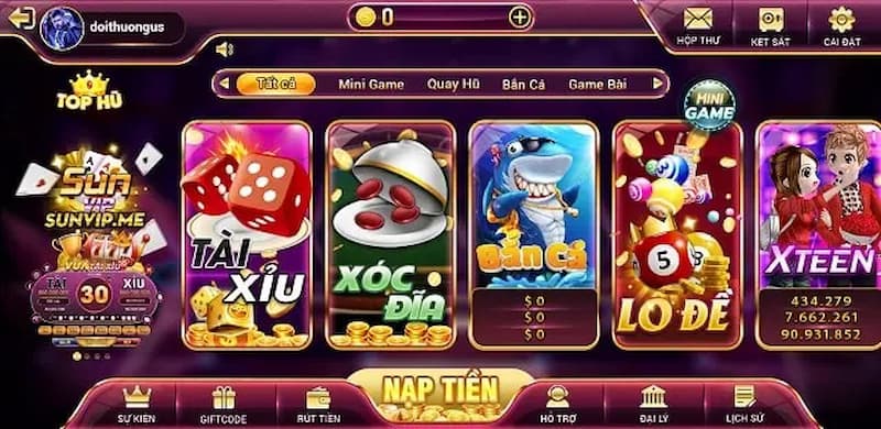 Mini game có tại sunvip