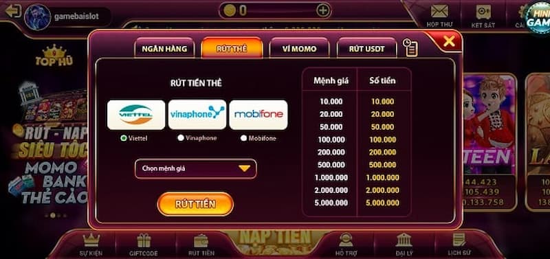 Rút tiền tại sunvip