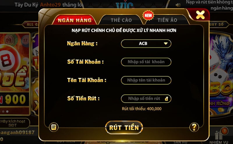 Hướng dẫn cách rút tiền siêu đơn giản tại Vic club