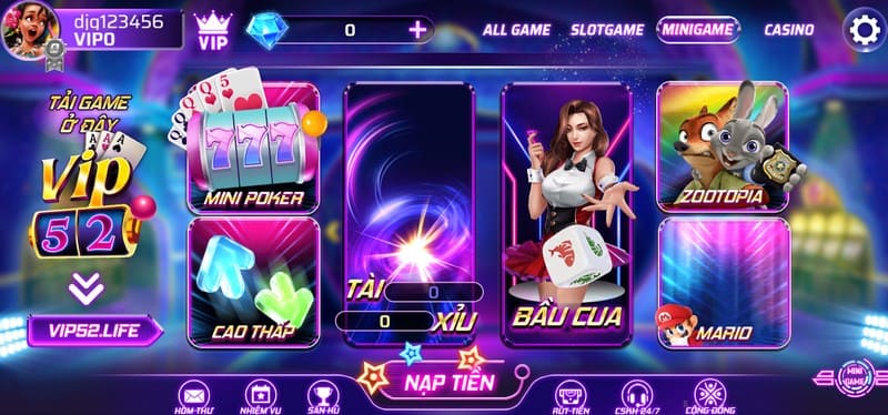 Bạn có thể chơi các game khác tại mini game