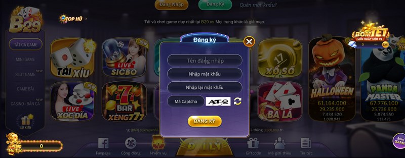 Cần phải đăng ký tài khoản hội viên tại cổng game B29 trước khi tham gia chơi