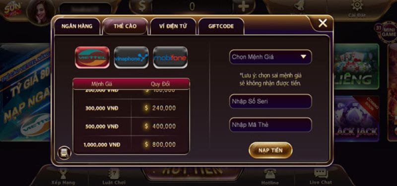 Nạp tiền vào cổng game San club an toàn