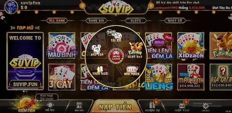 Mini Game tại Suvip