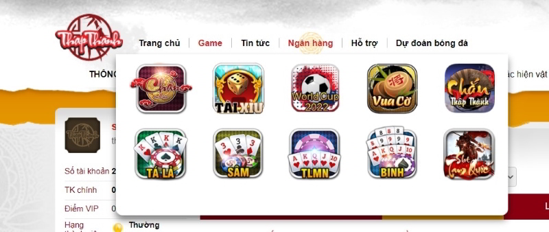 Những trò chơi có mặt tại cổng game 