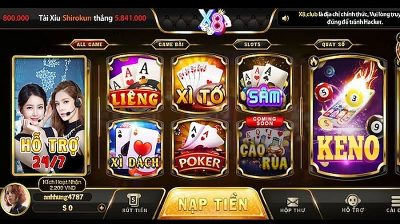 Game bài cực hot tại x8 club