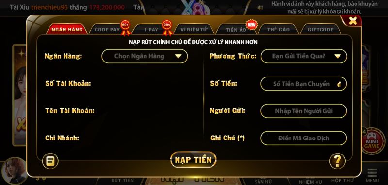 Cách nạp tiền vào cổng game X8 chi tiết