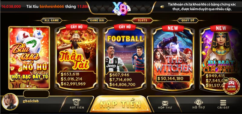 Slot game khủng tại x8 club